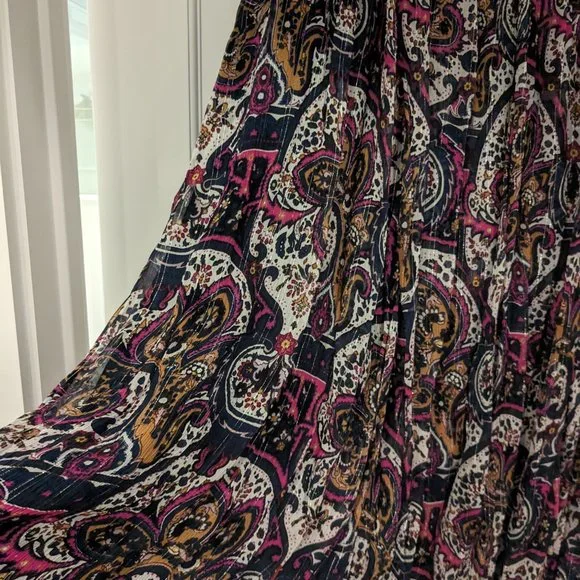 Anthropology Maxi Skirt Paisley Wrap w/Elastic Scrunched Waist Size L - Picture 4 of 9